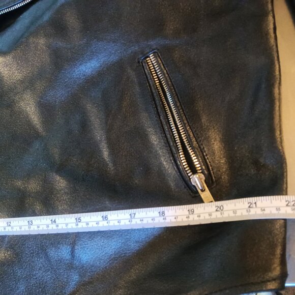 Mens Black Leather Motorcycle Jacket, Heavy, Lined Very Good! - Picture 7 of 10